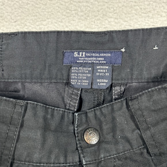 5.11 511 Tactical Cargo Pants Men M 31 1/2-35 Black Ripstop Work Style 74003 - Picture 3 of 7